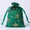 Nueva Bolsa de Franela Plateada con Estampado Caliente Navideño con Cordón Bolsa de Tela para Empaque Exterior de Dulces Navideños y Regalos
