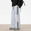 Pantalones casuales a rayas para hombre, nuevo estilo de otoño 2026, pantalones rectos holgados con caída, pantalones deportivos de pierna ancha para adolescentes