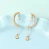 Pendientes Largos con Borlas Estilo Coreano al por Mayor con Diseño de Estrella y Luna para Mujer, Pendientes de Botón Únicos y de Alta Gama con Circonia, Accesorios para Orejas de Nicho