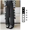 Pantalones de Lana de Cordero de Talla Grande 150 kg de Pierna Ancha para Mujer, Otoño e Invierno de Cintura Alta Sueltos Casuales Bf Perezosos de Forro Polar Engrosados Pantalones de Arroz Glutinoso