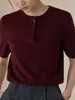 Camiseta de Manga Corta Roja Bo Geng Blanca Vintage para Mujer Verano Algodón Básico Ajustado Cuello Redondo Polo de Punto