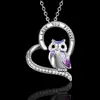 Moda feminina transfronteiriça letras em inglês Eu Te Amo Love coruja pingente de diamante colar joia