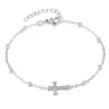 Venta al por mayor del fabricante Pulsera de Acero de Titanio Cruzada Chapada en Oro de 18K para Mujer Cadena Cruzada Clip Pulsera de Bolas Joyería de Moda Popular