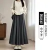 Falda-pantalón de mochi negro para mujer, nuevo estilo otoño 2026, talla grande, de cintura alta, caída fluida, holgado, casual, pantalón de pierna ancha