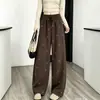 Calça de perna larga casual de cintura alta, afunilada, estilo esportivo e elegante, com strass de floco de neve, para mulheres, novo estilo outono/inverno 2026