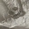 Anillo para Dedo Índice para Mujer, Diseño de Nicho, Personalidad Retro, Moda Plisada, Combinación de Conjunto de Anillos Abiertos Ajustables