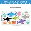 Adesivo de Parede Desenho Animado Golfinho Oceano de Verão Animal Subaquático Quarto Infantil Quarto Autoadesivo Adesivo de PVC Decoração de Banheiro