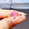 Atacado de Fábrica Popular Anel de Opala Rosa Natural Prata S925 Inlaid Pedra Principal 7*7 Joias de Luxo Venda Direta de Fábrica