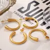 Pendientes de Acero Inoxidable Chapados en Oro de 18k con Forma de C, Estilo Ins de Celebridad de Internet Transfronteriza Europea y Americana, Pendientes de Moda Elegantes para Mujer, Simples Retro
