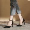 Sandálias de Tira Única Estilo Novo 2025 para Mulheres, Sapatos Stiletto de Bico Fino com Saias, Salto Alto com Design Vazado Estilo Fada
