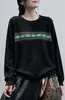 Suéter de Tricô Gola Redonda Feminino 2026 Outono Novo Estilo Coreano Solto Casual Jacquard Algodão Pulôver Suéter Simples MMHT