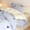 Ins Mickey Xiaoxin Juego de Cuatro Piezas de Algodón Puro Lavado de 60 Hilos Funda de Edredón de Algodón Puro Ropa de Cama para Niños Juego de Tres Piezas para Dormitorio 4