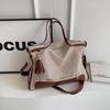 Bolsa de Lona Casual de Gran Capacidad para Mujer 2026 Nueva Moda Bolso de Hombro Cruzado para Viajar Bolso Tote de Mano de Color Contrastante