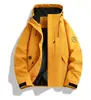 Chaqueta Cortavientos para Exteriores Otoño Invierno Tres en Uno con Forro Polar con Capucha Cálida Engrosada Moda Parche Traje de Montañismo