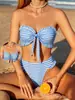 Bikini Nuevo Estilo 2026 Conjunto Europeo y Americano Halter de Atar Sexy Traje de Baño Traje de Baño Estampado Conjunto