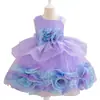 Vestido de Niña Tutú Falda Verano Manga Media Niña Flor 3D Vestido de Princesa Vestido para Actuación de Primer Cumpleaños