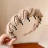 Diadema de Lana Tejida Morada para Peinar Dientes para Mujeres 2025 Nueva Banda para el Cabello para Lavado Facial Dulce Pinza para el Cabello Alta Calavera Diadema