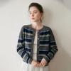 ¡Excepcional Elegante! Cardigan de Cachemira Popular Clásico de Contraste de Color Cuello Redondo Otoño e Invierno para Mujer Holgado Suave Textura Cera Chaqueta Moda Top