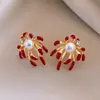 Pendientes de Fuegos Artificiales con Tachuelas de Diamante y Goteo de Aceite de Aguja Plateada, Aretes Versátiles de Año Nuevo Vintage, Pendientes de Lujo Ligero de Gama Alta con un Diseño Único