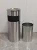 Cubo de basura de acero inoxidable para baño con apertura directa sin tapa, tapa abatible lateral, cubo de basura cuadrado comercial para entrada de ascensor