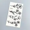 Adesivos de Tatuagem Florais Minimalistas Transfronteiriços Preto e Branco Linha Rosa Adesivos Temporários à Prova d'Água para Mulheres Adesivos de Tatuagem Estilo Fresco