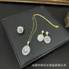 Nuevo Collar Anillo Pendientes con Incrustaciones de Concha de Abulón Diamantes Checos Personalizado Joyería Artesanal de Alta Gama Venta al por Mayor