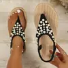 Sandalias de Verano para Mujer con Clips de Perlas para Dedos, En Stock Transfronterizo, Correa Elástica, Chanclas Ligeras para Playa, Nuevo Modelo 2026, Tallas Grandes