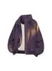 Jaqueta de voo estilo americano desconstruída em patchwork com gola alta para homens, outono/inverno, casaco roxo de alta qualidade com zíper e corte solto