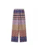 Para Ropa de Mujer de Diseño de Primavera 2025 Transfronteriza Europea y Americana Traje de Top con Estampado de Posicionamiento de Cuello en V de Alta Gama + Pantalones