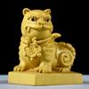Estatueta Esculpida de Tigre em Buxo, Tigre General de Madeira Sólida, Símbolo Auspicioso de Taiwan, Objeto de Adoração de Templo