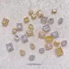 Color Cobre Plateado Conservación del Color Chapado en Oro Real Geométrico Rectangular Poroso Circonita Incrustada Diamante DIY Hecho a Mano Espaciador de Perlas Accesorios de Joyería