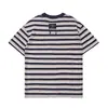 Bei Jie Roupa Masculina 2026 Verão Nova Camiseta Listrada Desgastada Masculina Gola Redonda Manga Curta Camiseta Solta de Manga Curta