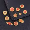 Ágata Rojo del Sur Hielo-Rojo Natural Accesorios para Pulseras Collares DIY Cuentas Espaciadoras S92 Plata Pura Chapada en Oro Cara de Anillo de Ágata Rojo Sol Dorado