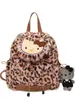 Mochila de Pelúcia com Estampa de Leopardo de Desenho Animado Nova para Meninas, Armazenamento Portátil, Viagem ao Ar Livre, Tendência Transfronteiriça