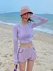 Nuevo Traje de Baño Moda Deportiva Ocio Dividido Esquina Plana Traje de Baño de Cuatro Piezas