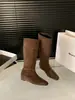 Primer Encuentro Temporada Aumentar Altura Adelgazante Botas Largas de Montar Botas para Mujer 2026 Otoño/Invierno Botas Arrugadas Marrón Maillard Botas Largas