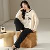 Otoño Nuevo Dulce Pijama de Mujer Jersey Bacteriostático Algodón de Estante Manga Larga Conjunto Holgado Ropa para el Hogar Traje de Primavera y Otoño