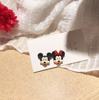 Pendientes de Ratón y Oso de Dibujos Animados Japoneses y Coreanos, Pendientes Asimétricos Dulces para Estudiantes Niñas, Estilo Suave y Lindo con Lazo
