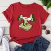 Camiseta de manga corta y cuello redondo de dibujos animados de aguacate spoof suelta para ropa de mujer europea y americana de comercio exterior al contado