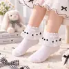 Calcetines para niños Calcetines con borde de encaje de perlas Calcetines de algodón Transpirables Estilo princesa Calcetines lindos Calcetines blancos cortos para bebé