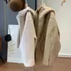 Jaqueta de fleece com capuz para outono e inverno, transfronteiriça, com bolsos, cardigã simples e casual na moda para mulheres petite