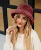 P0231 directo de fábrica transfronterizo sombrero de pescador de felpa para mujer multicolor todo a juego sombrero de cubo europeo y americano engrosado cálido