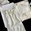 Deseo Puro Pijama Sexy de Seda de Hielo para Mujer Camisón con Tirantes Conjunto de Dos Piezas Color Caramelo Nuevo Camisón con Cuello Oscilante Ropa Holgada para Estar en Casa