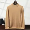 Inverno Novo Double-strand Engrossado Em Torno Do Pescoço Dos Homens Montanha Cashmere Suéter Cor Sólida Interior Camisola Base Casual Suéter Para Homens