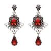 Brincos Vintage Palácio Vermelho Gota d'Água Femininos Estilo Hong Kong Leve Luxo Brincos com Franjas de Pedras Preciosas Brincos Elegantes Versáteis para Jantar