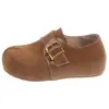 Zapatos de mujer tipo Birkenstock con retazos de gamuza retro, nuevos para primavera y otoño 2026, zapatos versátiles de suela blanda con aumento interno de altura y diseño de corte profundo