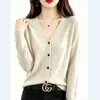 Cardigan Suéter Gola V Feminino 2026 Outono Inverno Novo Solto Emagrecedor Versátil Manga Longa Cor Sólida Malha Outerwear Top