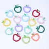 Llavero de Cuentas con Cierre de Resorte de Manzana Colorida Pintada, Llavero Hecho a Mano con Goteo de Aceite, Anillo de Resorte Abierto DIY, Joyería al por Mayor en Stock