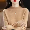 Outono e Inverno Novo Gola Alta Meia Linha Tricô de Lã Feminino Slim Cashmere Roupa de Baixo Tricô Espessado Sem Costura Tricô de Base