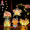 2026 Nuevo Festival de Medio Otoño Linterna de Conejo Portátil para Niños Kit de Materiales para Manualidades DIY Estilo Antiguo de Dibujos Animados Flor Brillante